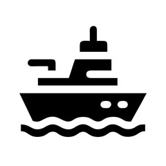 Navy Battleship on Water Icon Design
