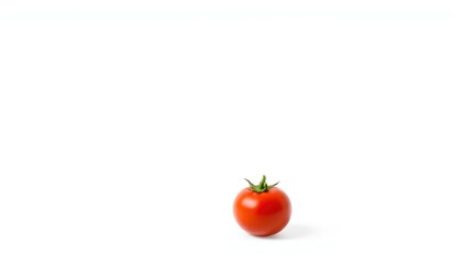 Single red tomato on white background