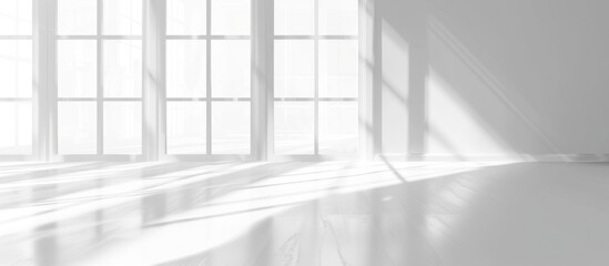 Obraz premium Illuminated Interior White Room with Sunbeam Light Through the Window
