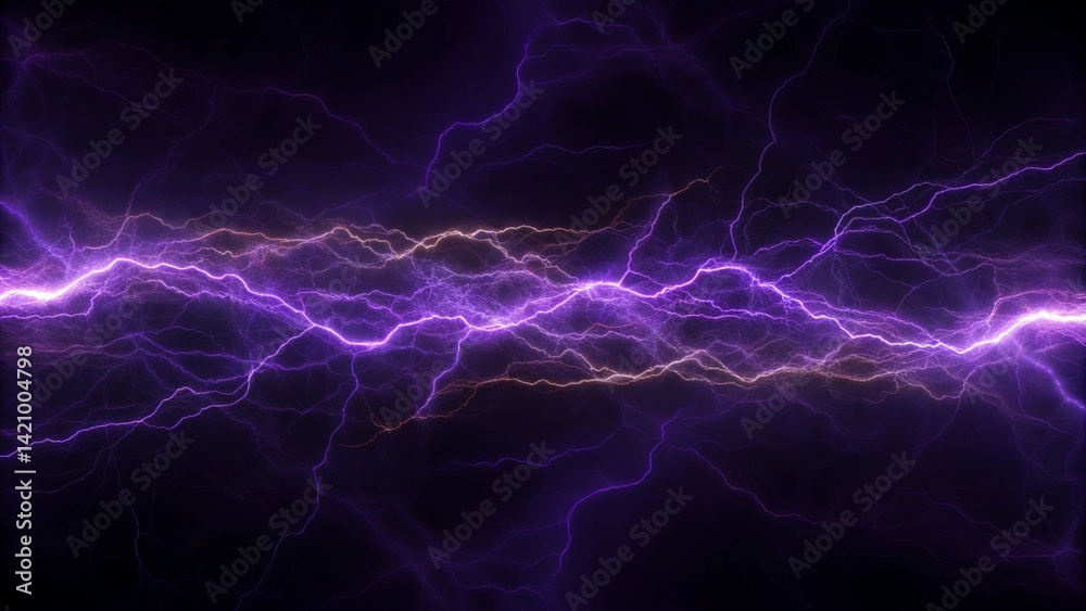 Poster abstract purple electric lighting striking on dark background for energy and power design concept, g