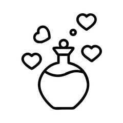 Perfume Bottle with Floating Hearts Icon Design