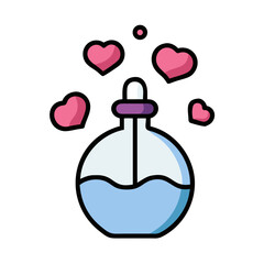 Perfume Bottle with Floating Hearts Icon Design