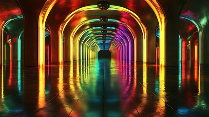 Obraz premium abstract background, futuristic corridor with neon lights,