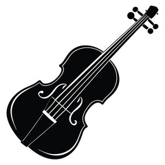 Black Vector Silhouette of a Cello Symbolizing Classical Elegance