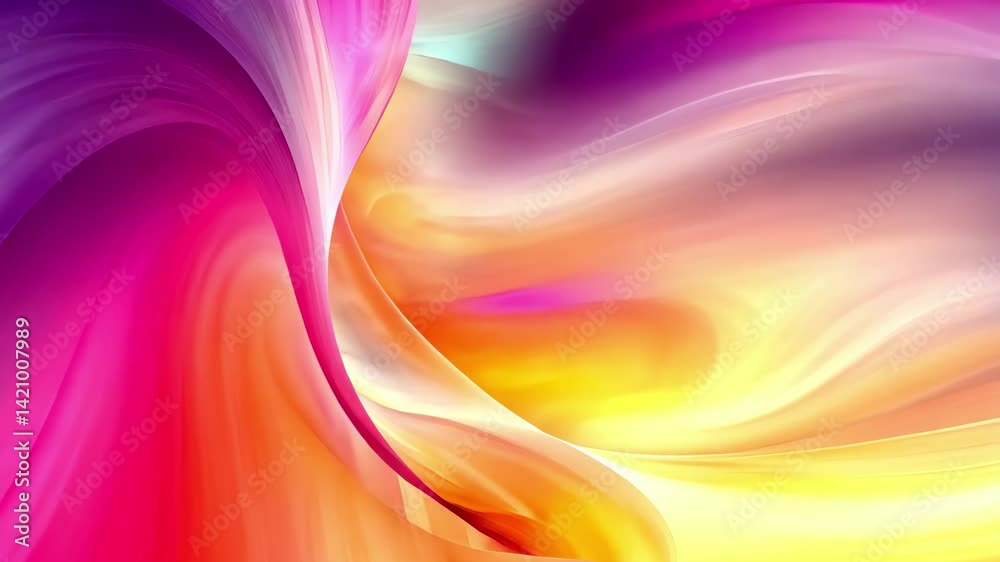Poster Abstract shapes flow gracefully over a vibrant background filled with color and movement, abstract shapes moving over vibrant background