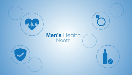 June is Men's Health Month. Vector template Design for banner, greeting card, poster, prints, social media post ,flyer , T shirt with background.