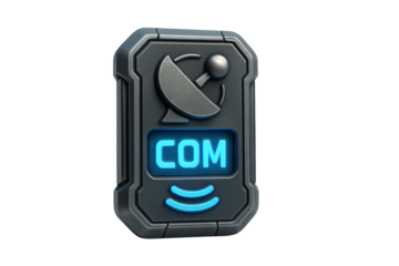 Futuristic communication device showcasing sleek design and satellite symbol, perfect for tech-oriented projects and digital themes.