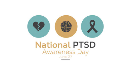 June is National PTSD Awareness Day. Vector template Design for banner, greeting card, poster, prints, social media post ,flyer , T shirt with background.