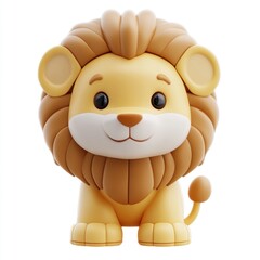 Obraz premium lion toys 3d rendering isolated on white background. Cartoon plastic style icon 