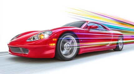 Obraz premium Dynamic Red Sports Car with Speed Lines in Motion Effect