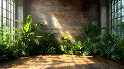 Obraz premium Sunlight through window in plant room