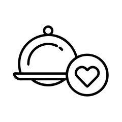 Romantic Dinner Plate with Heart Icon Design