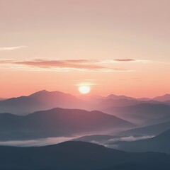 Fototapeta premium Gorgeous sunset with colorful skies over misty mountain peaks high resolution picture