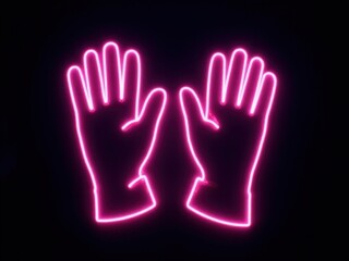 neon Two hands in neon pink light. The hands are touching each other. The image has a warm