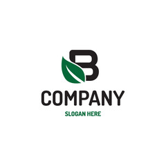 Letter B Logo with Leaf Element for Company