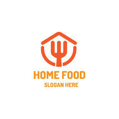 Home Food Logo with Fork and Spoon Inside House