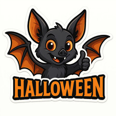 Naklejka premium Cute character sticker Halloween Bat