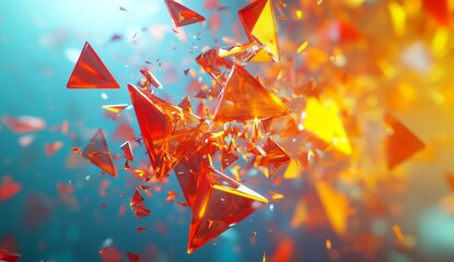 Abstract shattered geometric shapes explosion