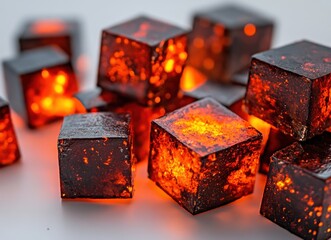 Glowing Cube Still Life with Warm Orange Light