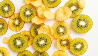 Sliced Kiwi Fruit, Yellow Petals