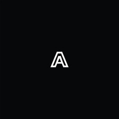 Letter A or Double A linear monogram with black background. 