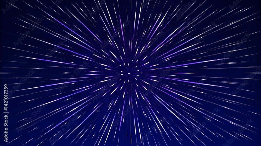 Poster Fast movement hyper speed abstract vector background. Motion line power action. Warp acceleration effect. Futuristic digital velocity concept with energy burst in dynamic motion trail.