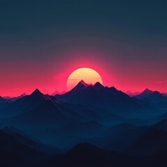 Obraz premium Serene mountain valley with sunset and soft glowing mist high resolution picture