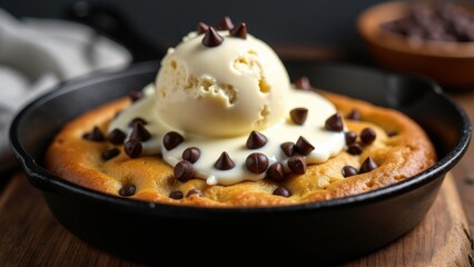 Fototapeta premium Warm Skillet Cookie With Ice Cream
