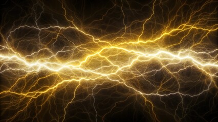 Obraz premium Hot yellow lightning abstract electrical plasma on , electricity, energy, power, electrifying, vibrant, intense, bright, glowing voltage currents crackling sparks in dynamic electric storm