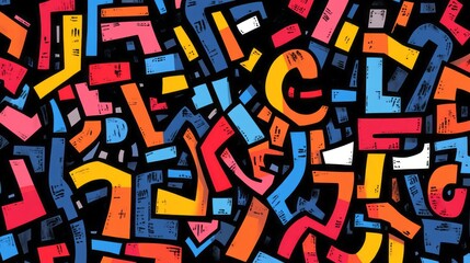 Fototapeta premium Abstract shapes of various colors appear to form complex patterns