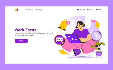 Work Focus. Flat Vector Illustration
