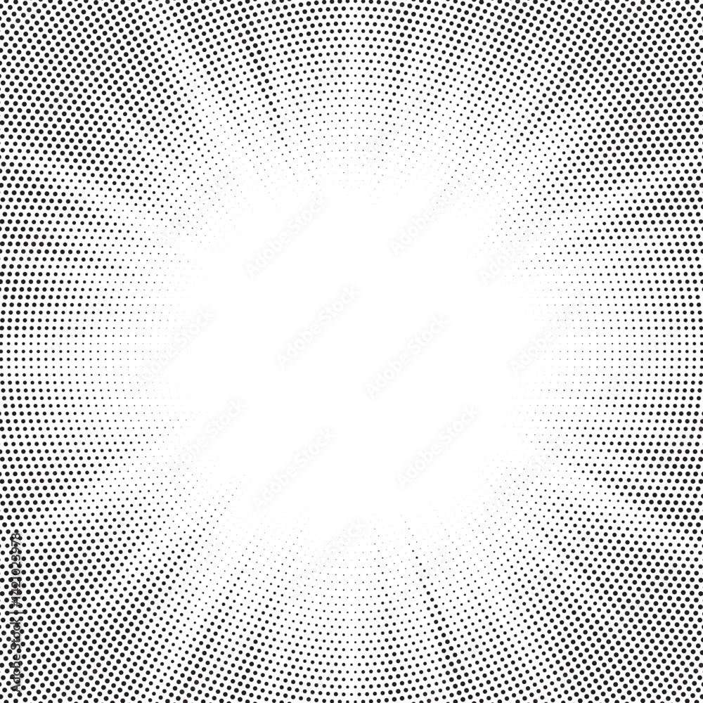 Fototapete Halftone gradient sun rays pattern. abstract halftone vector dots background. monochrome dots pattern. pop art, comic small dots. star rays halftone poster. shine, explosion. sunrise rays background. 
