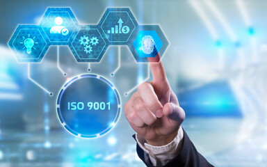 Business, technology, internet and network concept. Virtual screen of the future with the inscription: ISO 9001.