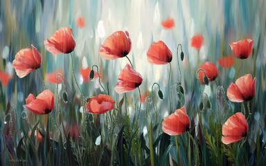 Obraz premium Remembrance Day Red Poppy Flower Background