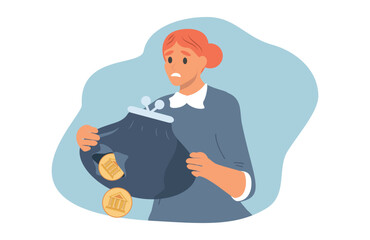 vector hand drawn illustration in flat style on the theme of poverty, loss of income