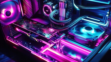 Custom gaming pc build with rgb lighting and liquid cooling for high performance computing and overclocking