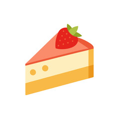 Decadent Cheesecake Slice with Strawberry on Transparent Background
