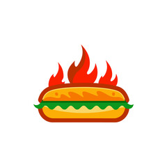 Spicy Sub Sandwich with Pepper Icon on Transparent Background