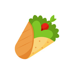 Hummus and Greens Tortilla Wrap on Transparent Background