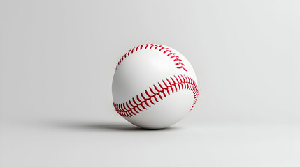 White Baseball with Red Stitches on White Background