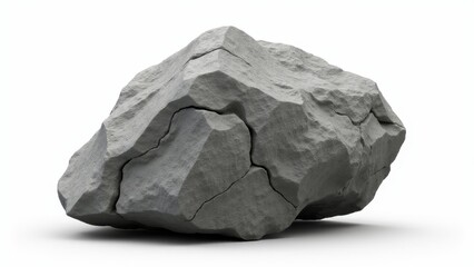 Obraz premium Isolated Granite Rock With Cracks On White