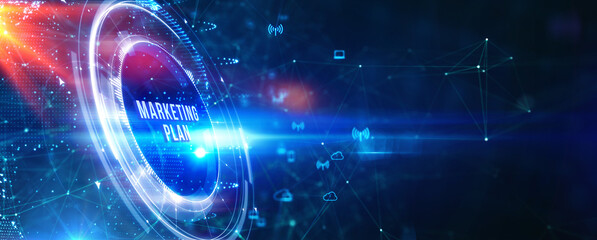 Planning marketing strategy. Marketing automation of business and industrial process. 3d illustration