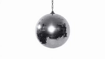 Hanging Silver Disco Ball On White