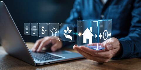 Interactive digital home financing options displayed.