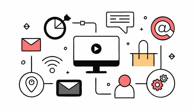 Editable line icon set showcasing essential tools and elements used in digital marketing campaigns ideal for presentations websites and mobile application design