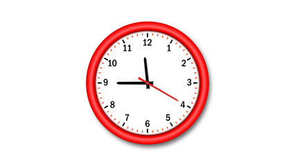 Round red clock on a transparent background. Vector illustration (editable). 23:45