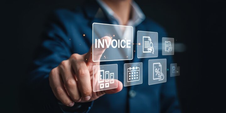 Digital invoice processing with interactive interface.