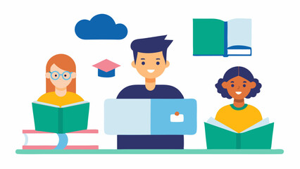 Creative education illustration set showing students engaged in learning activities, ideal for online schools, educational websites, and digital course promotions