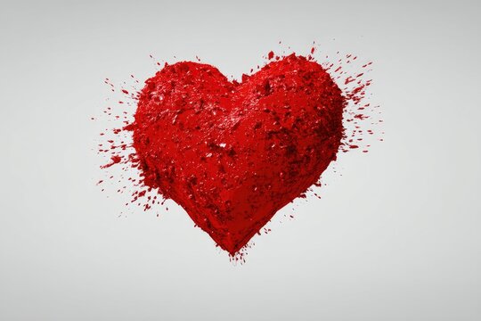 Red heart exploding with paint