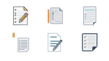 Con line on exam paper rectangular sheet with check boxes and text lines, with slight creases at the top corners for detail
